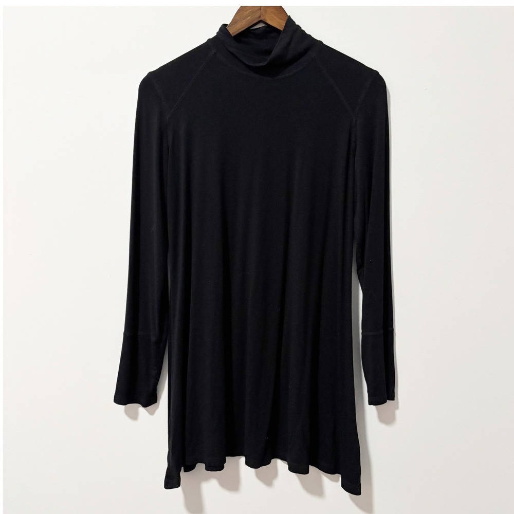 Cable & Gauge Turtleneck Tunic Top Women Size S Black Long Sleeve Raglan Stretch